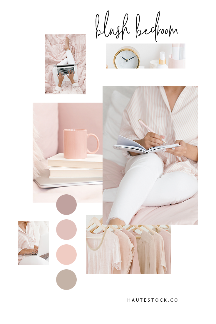 The Blush Bedroom collection is the latest styled stock photo release from Haute Stock. It features images with and without a model, with a laptop, coffee, and journal. These dreamy images come in varying shades of soft pink.