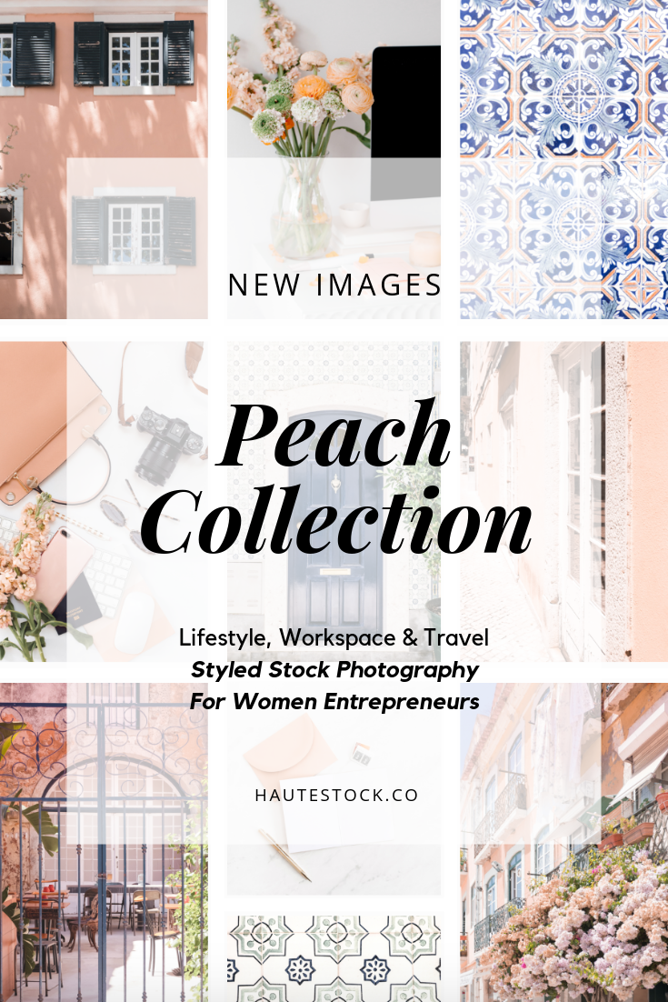 Peach and navy coloured stock photos for women entrepreneurs exclusively from Haute Stock.