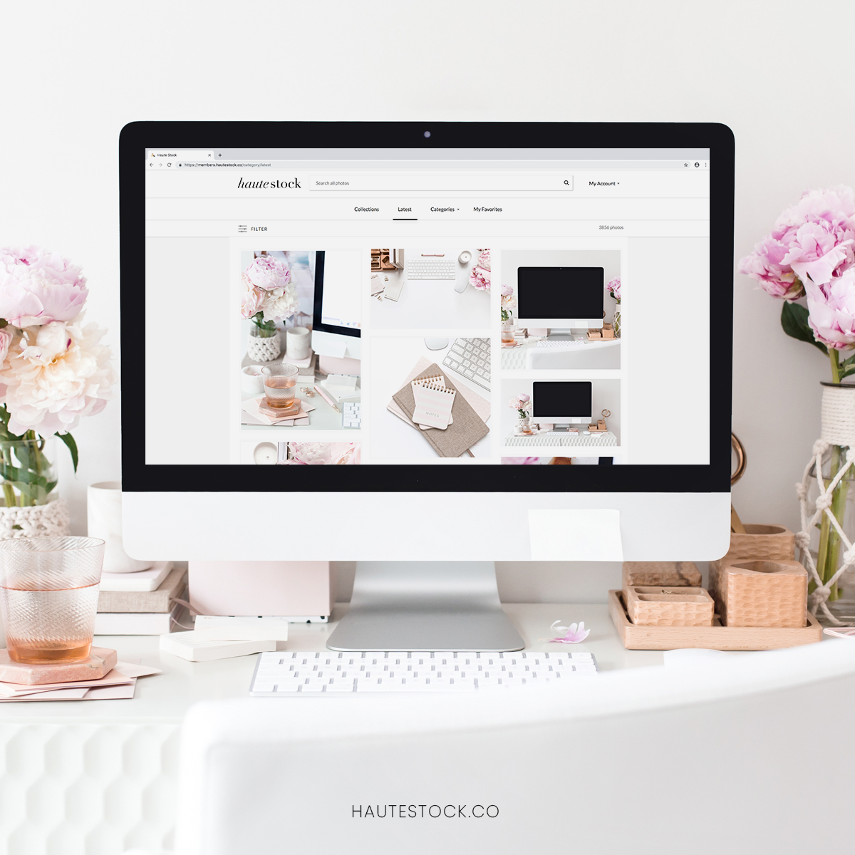 Show off your work with a Haute Stock desktop styled stock photography and a screenshot of your new work!