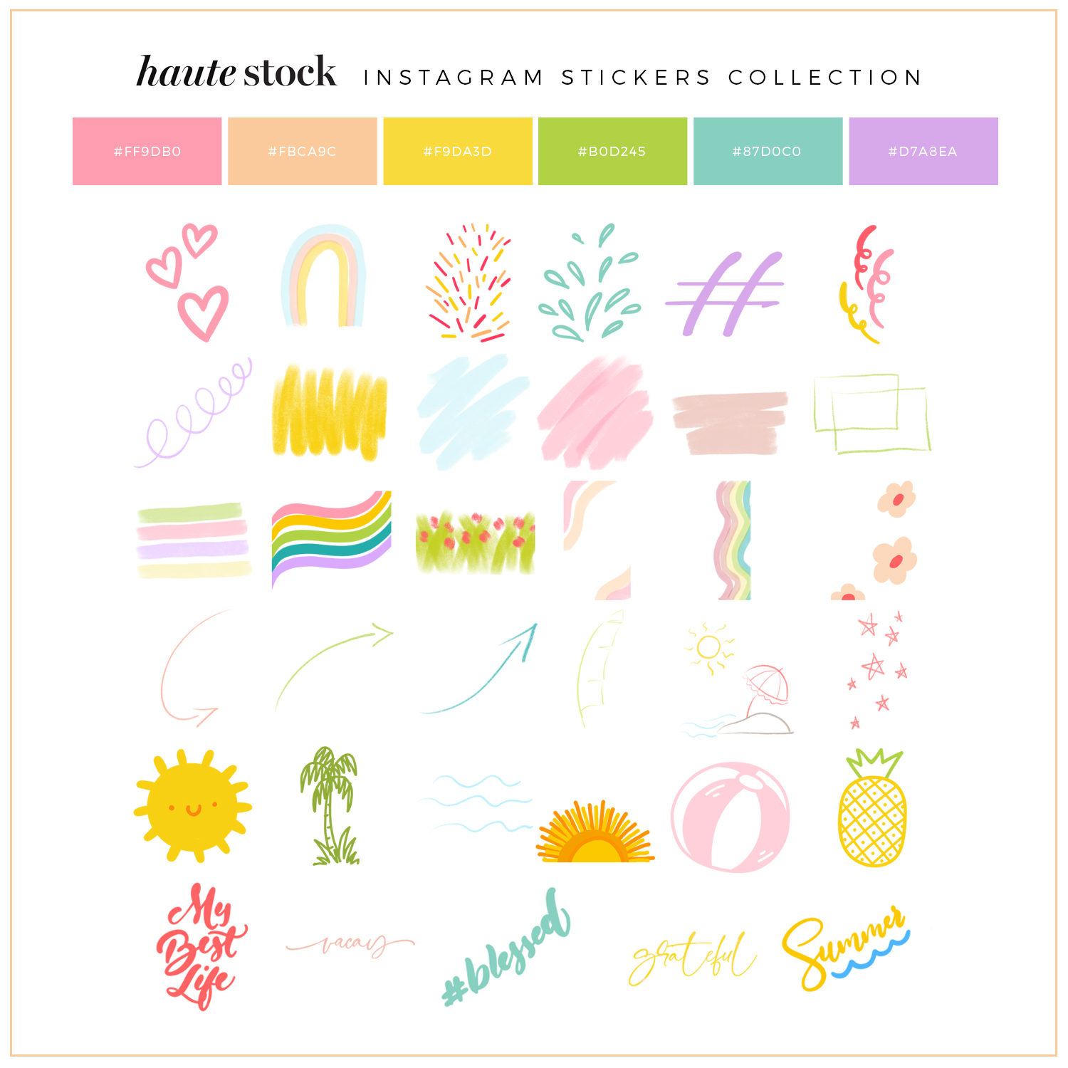 Summer Stickers for Instagram Stories from Haute Stock.