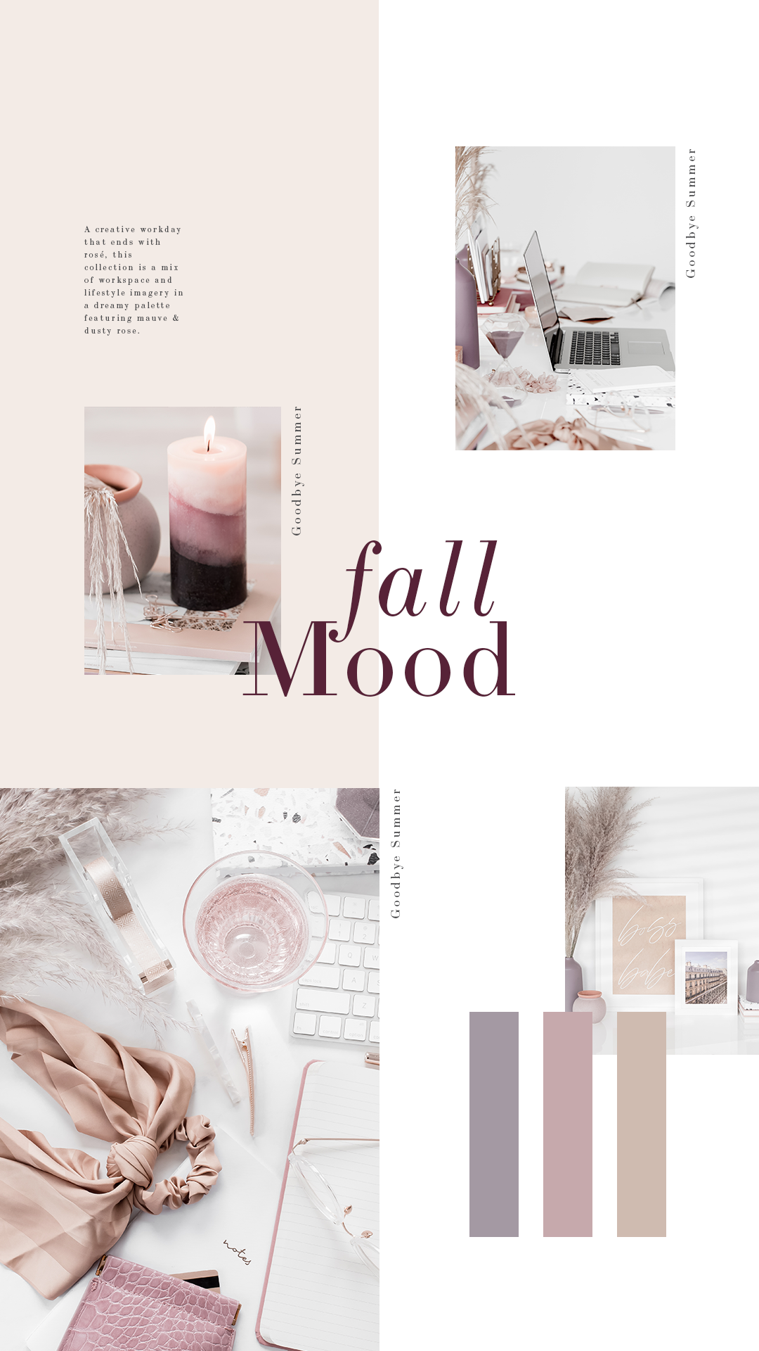 Feminine Fall Color Palette inspired by saying goodbye to Summer and hello to Fall. These workspace and desktop images from Haute Stock are perfect for female entrepreneurs, bloggers, and creatives with soft brand colors. Click to view more Fall col…