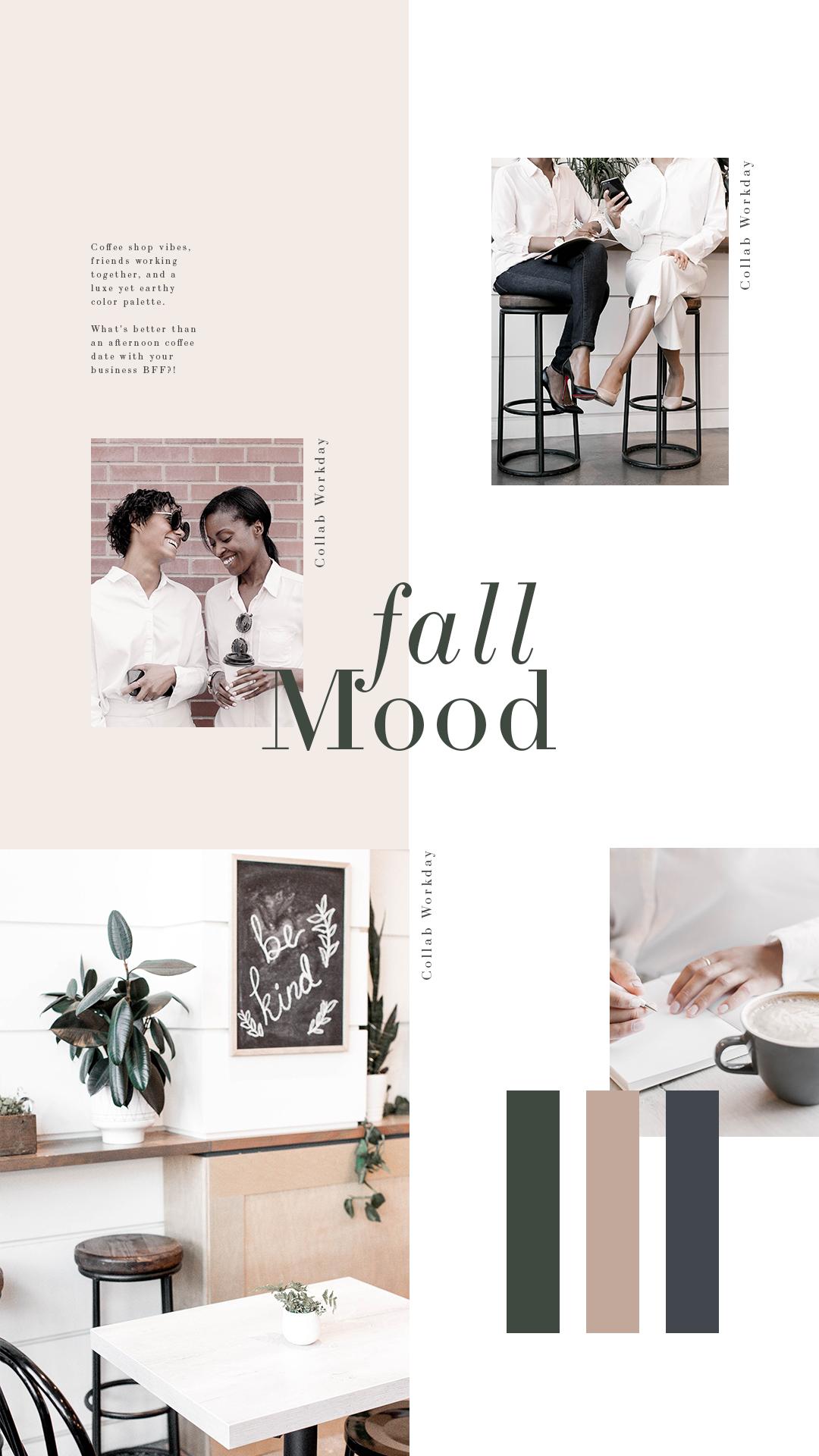 Taupe, forrest green and dark blue combine to create a sophisticated palette of stock images for business coaches, bloggers and creative women entrepreneurs. Click for more branding inspiration!