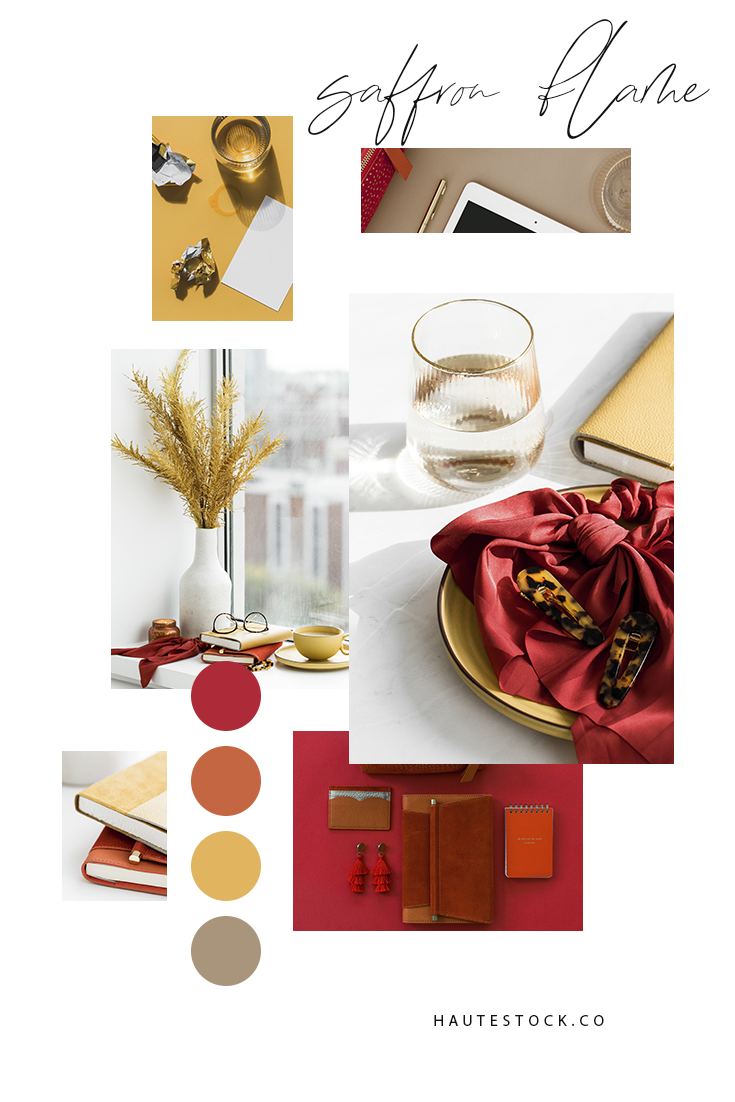 Looking for bright and bold fall colored stock photography featuring workspace and lifestyle images for your business? Click to see a preview of the entire Saffron Flame collection by Haute Stock made for female entrepreneurs!
