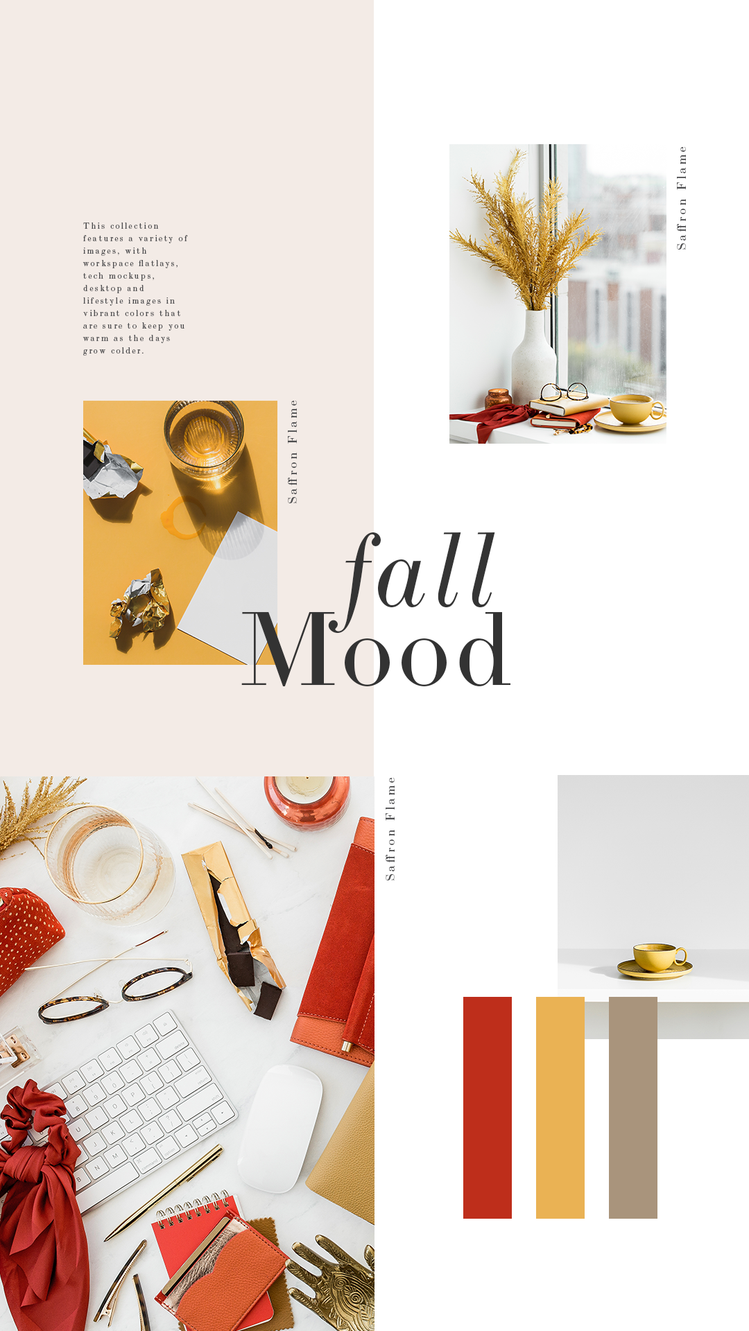 Ruby red, burnt orange, and mustard yellow make for a pretty fall color palette in this bold and beautiful autumn collection from Haute Stock called Saffron Flame. Click to view more!