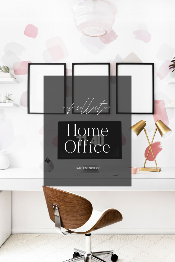 Home office workspace images featuring women entrepreneur working, drinking coffee, planning and frame & paper mockups from Haute Stock!