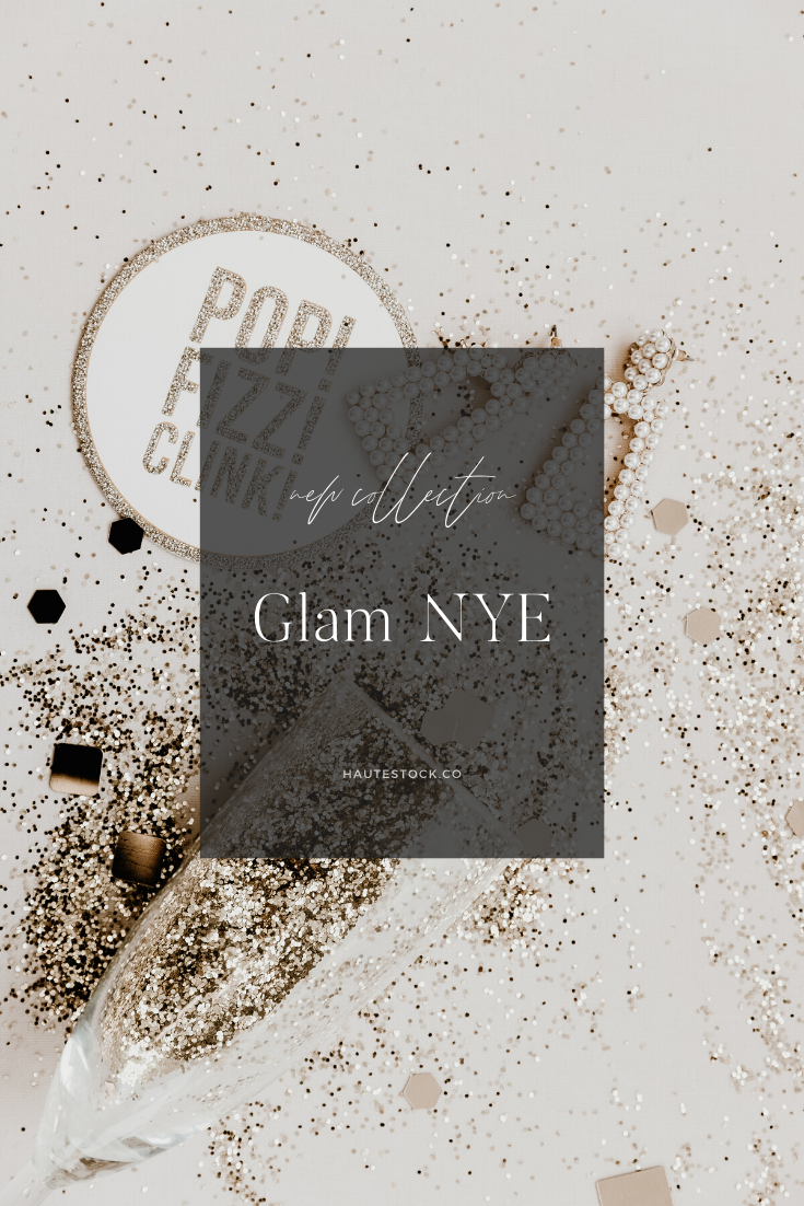 Blush, champagne, rose gold feminine styled New Years eve photos from Haute Stock.
