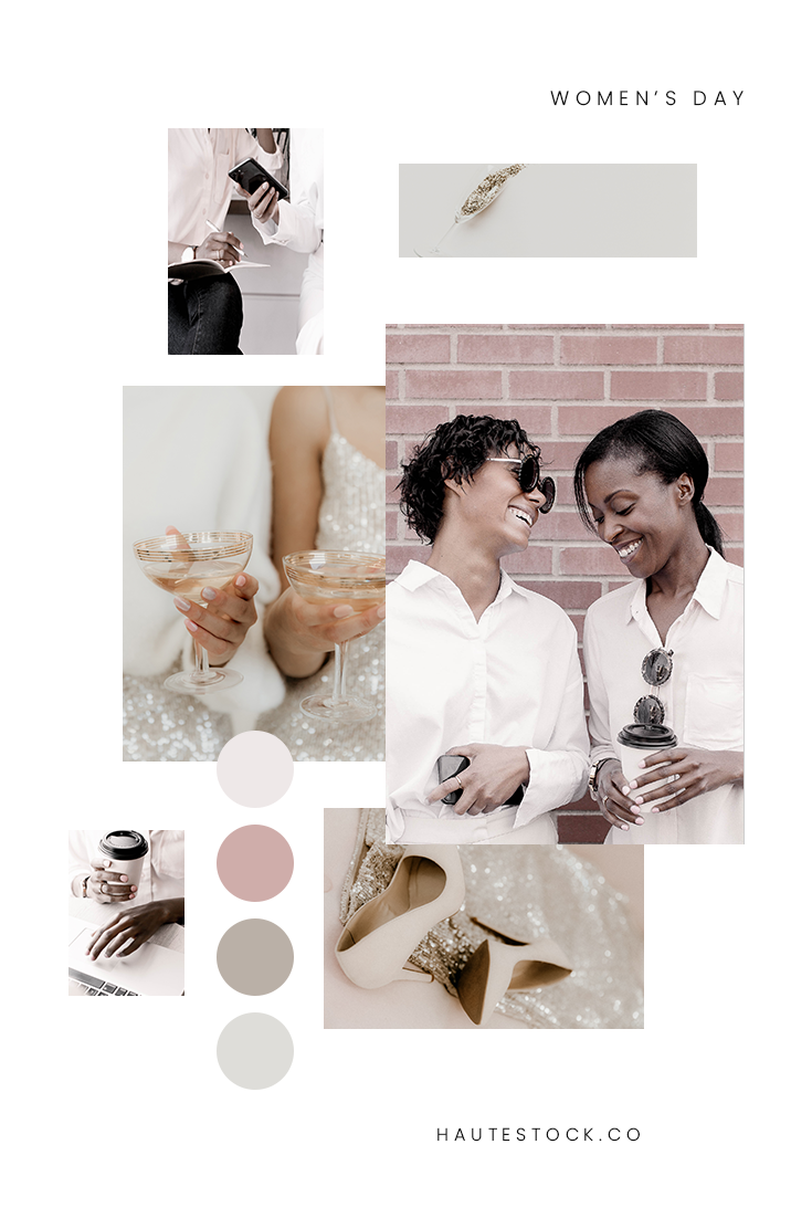 International women's day stock photos. Women collaborating stock imagery. Women laughing and working together styled stock photography from Haute Stock. Women's history month stock photos.