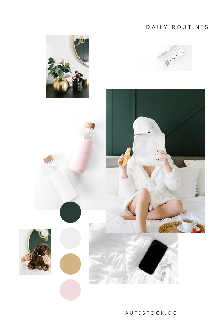 Luxurious bedroom styled stock photos. Bedroom styled stock photos. Hotel styled stock photos. Healthy daily routines stock photos from Haute Stock.