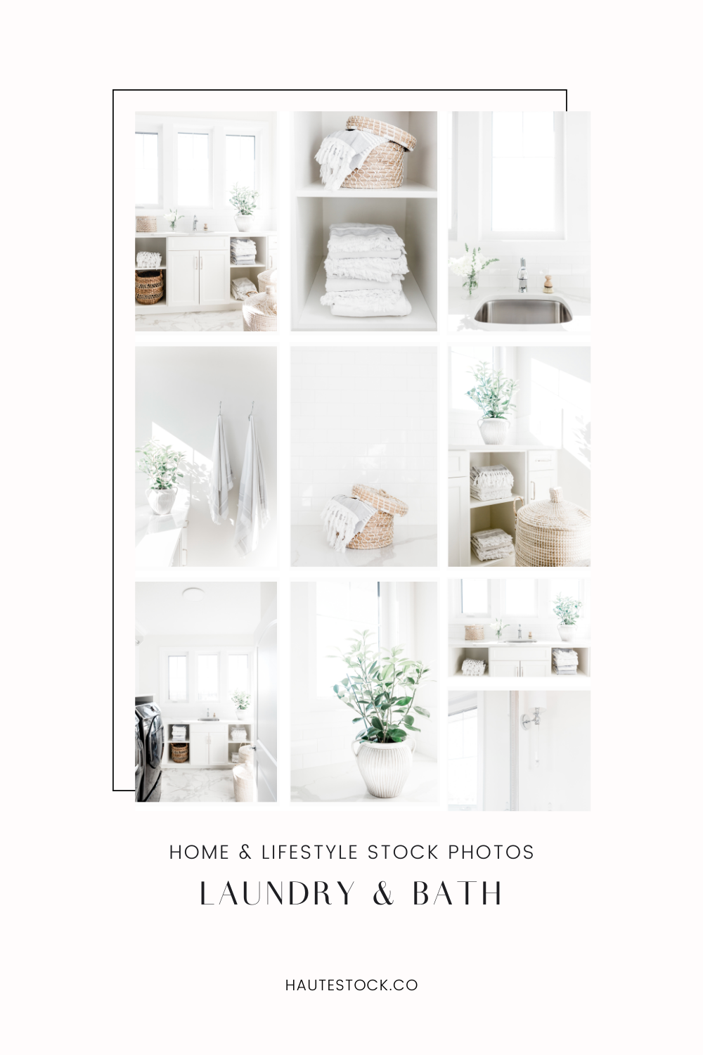 Light and airy laundry room stock photos
