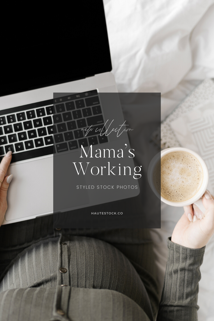 Black, white and grey, minimal + modern mompreneur styled stock photography for female entrepreneurs.