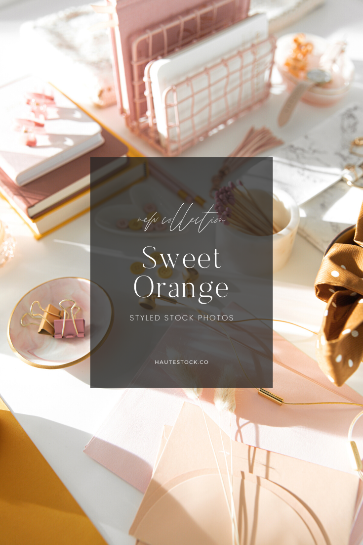 Pink, orange and burnt yellow - creative workspace images for female entrepreneurs.