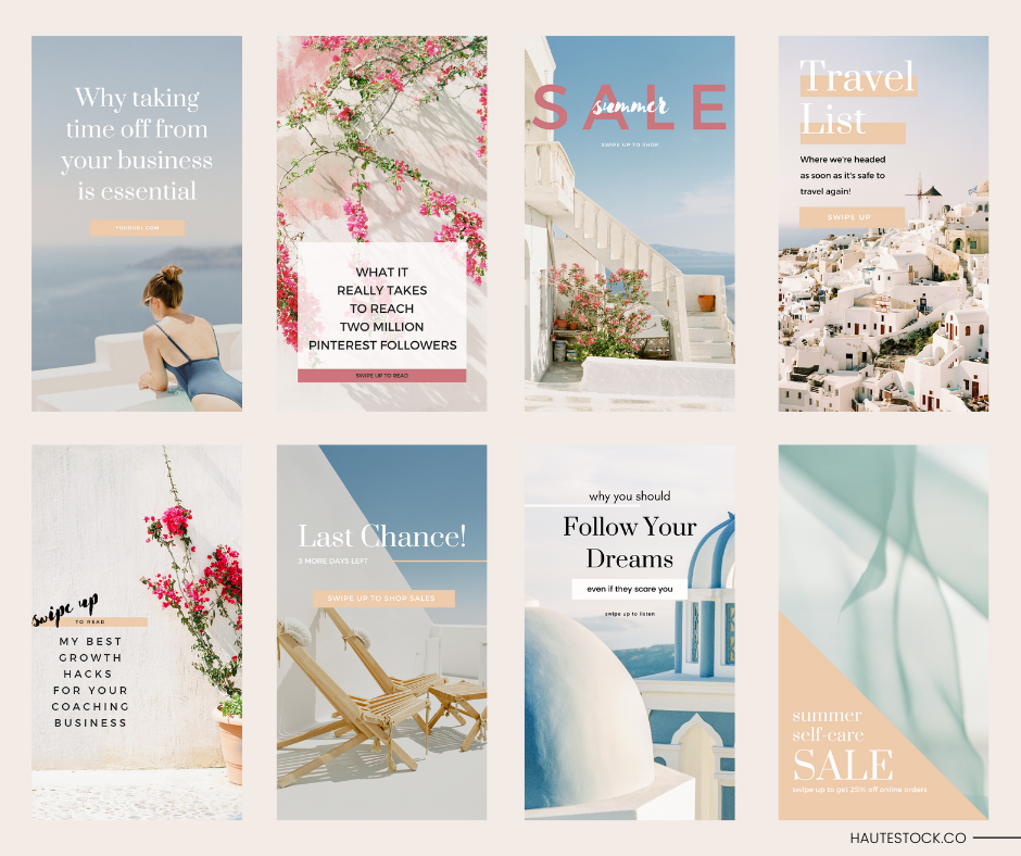 Haute Stock members get free editable Canva templates that can be customized with brand colors, brand fonts and styled stock photos to create unique, scroll-stopping graphics for Instagram, blog posts, Pinterest graphics, Facebook ads, and website i…