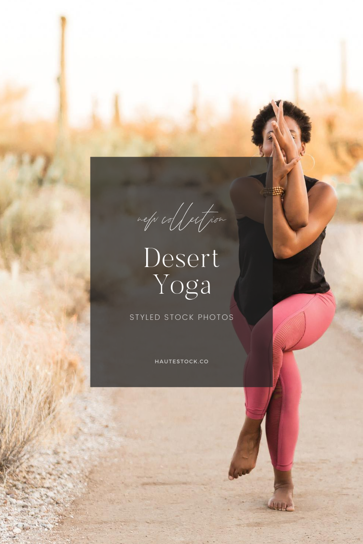 Health & wellness styled stock photography featuring yoga in the desert for health & wellness coaches.