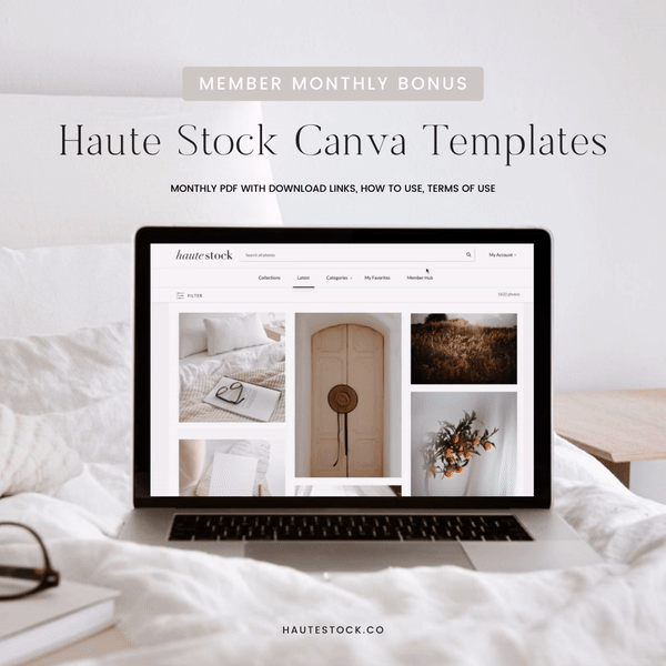 Haute Stock's Canva Templates come with a downloadable PDF that has all the links, information on how to use and terms of use!