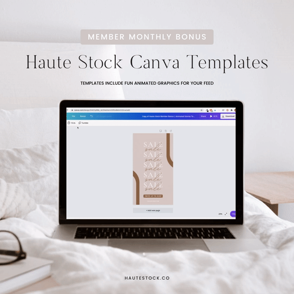Haute Stock's Canva Templates feature animated graphics and gifs that you can use to add some fun to your feed.