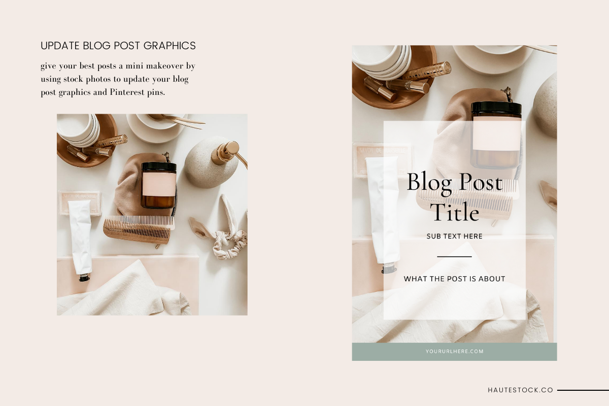 How to create Pinterest pins using stock photos from Haute Stock and Canva design tips.