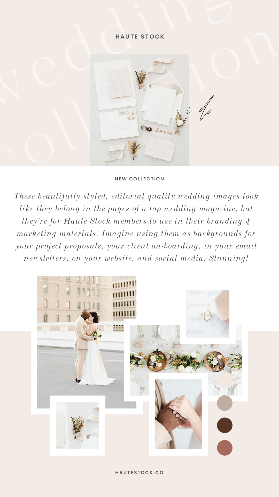 Wedding & stationery styled stock photography featuring a peach, blush, neutral, white & green color palette.