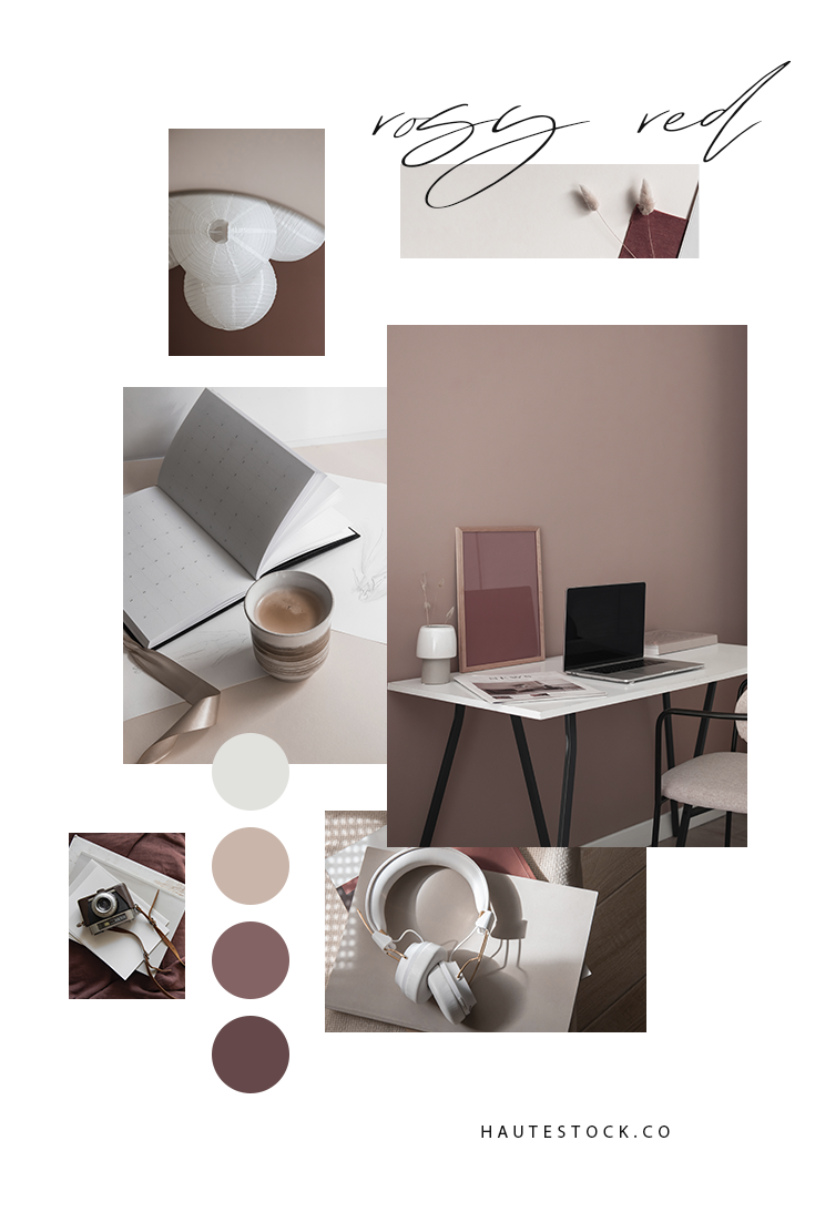 Rosy red & blush creative workspace & mockups for sophisticated female entrepreneurs from Haute Stock.