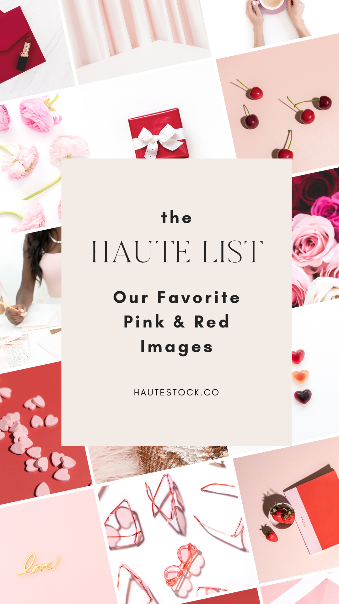 Pink and red styled stock photos for your Valentine's Day posts on Instagram of for Valentine's Day sales graphics. Available exclusively from Haute Stock.