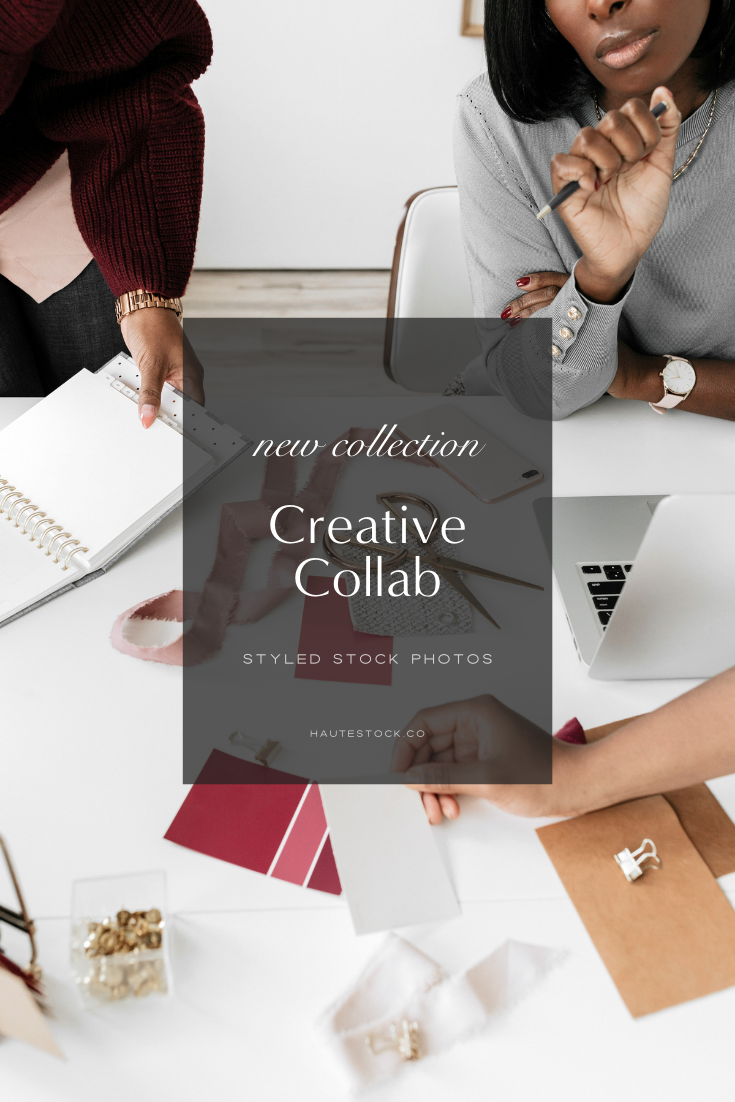 Creative workspace images for female entrepreneurs featuring women working and collaborating together.