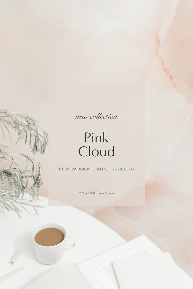Pink & peach workspace images for business with minimal branding.