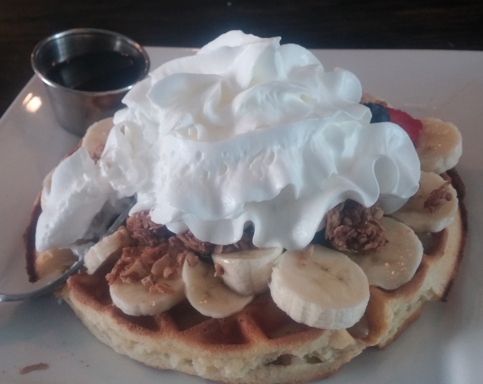 The Famous Naughty Waffle. With lotsa whipped cream.