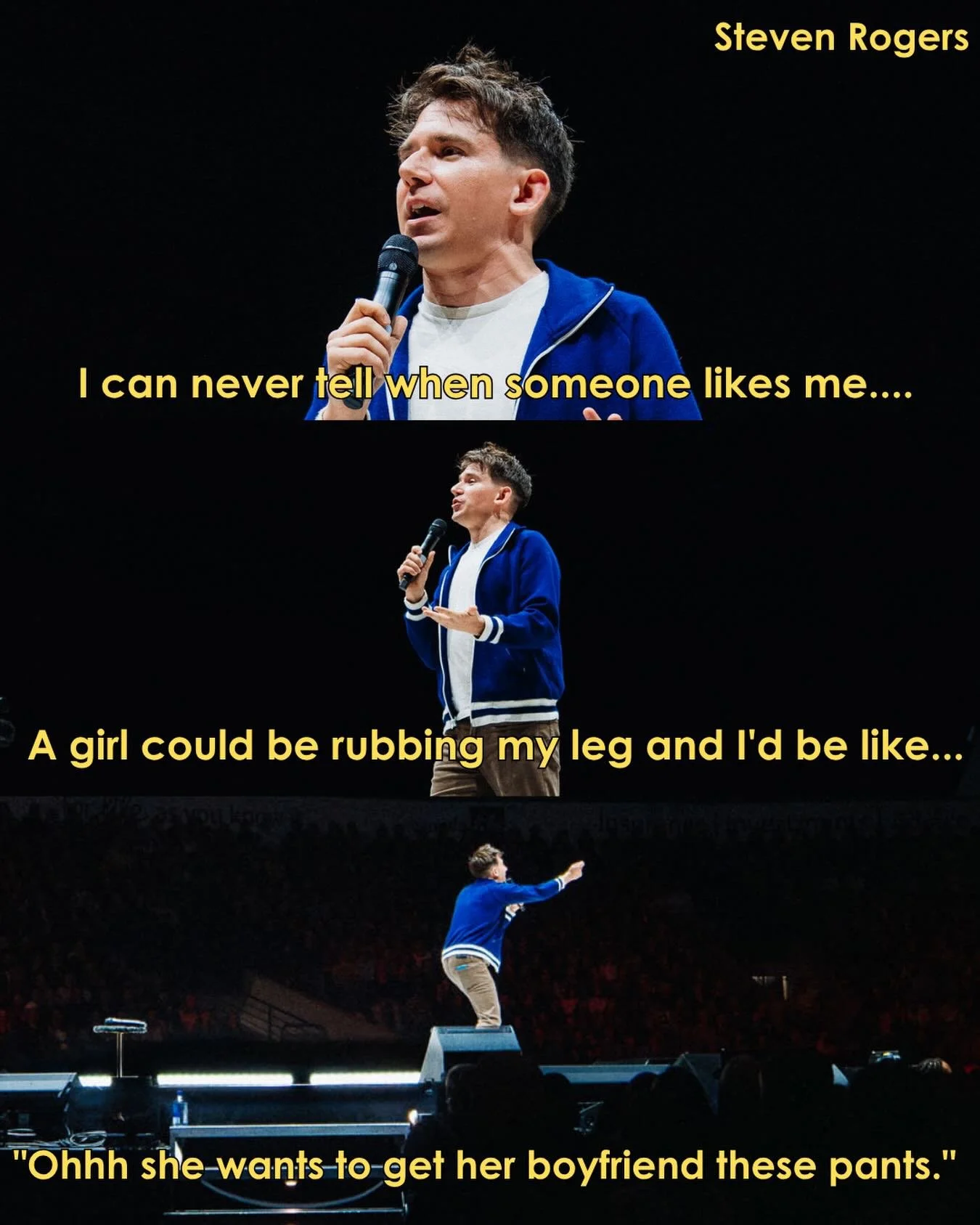 Are we feeling the same thing?

May 8-9 | Houston, TX
May 21-23 | Boston, MA 
August 19-20 | Austin, TX
September 17-19 | Cleveland, OH

#jokes #comedy #standupcomedy #silly #stevenrogers