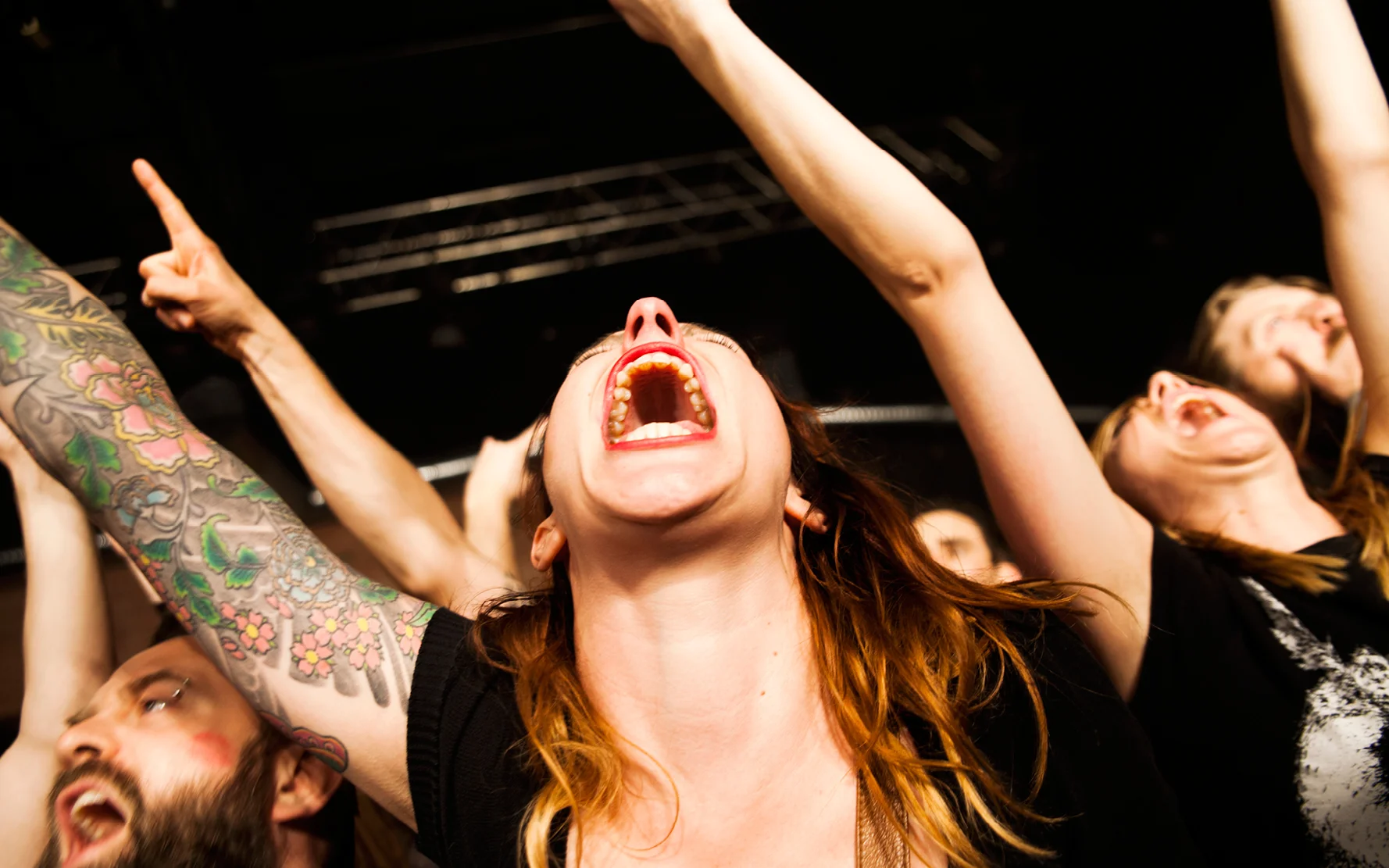 This Kvelertak-fan seems almost ecstatic over the concert with the Norwegian black metal band. Denmark 2013. © Gonzales Photo/Helena Lundquist / PYMCA