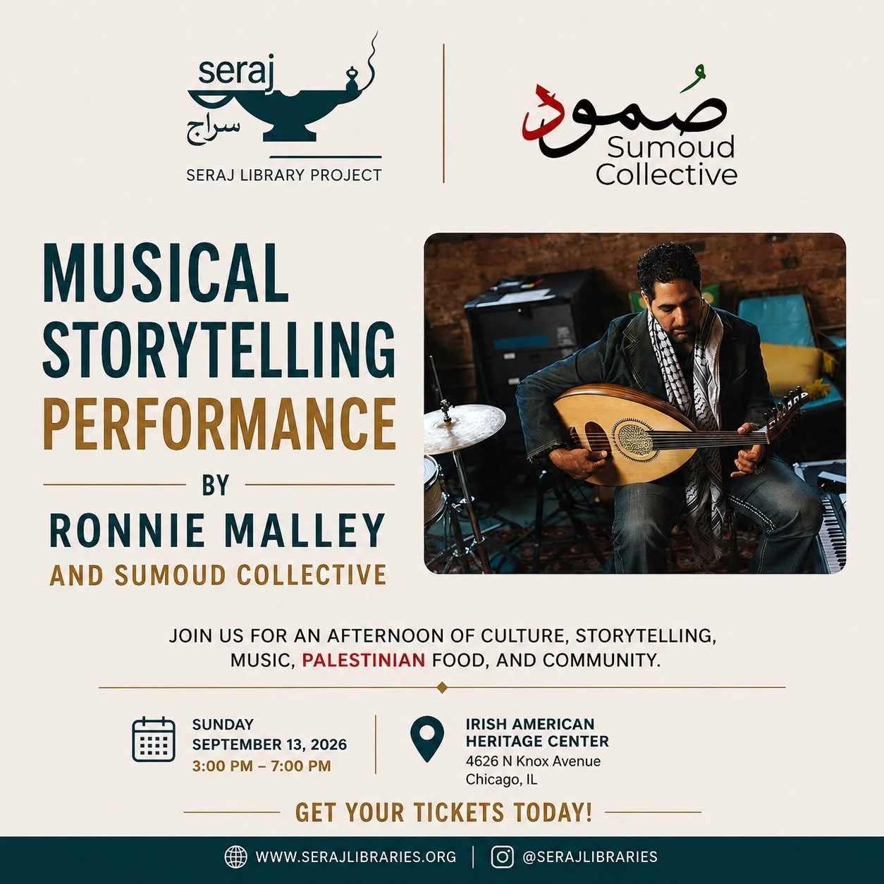 Sept 13th Ronnie Malley with Sumoud Collective Present On This Earth - Music &amp; Storytelling 