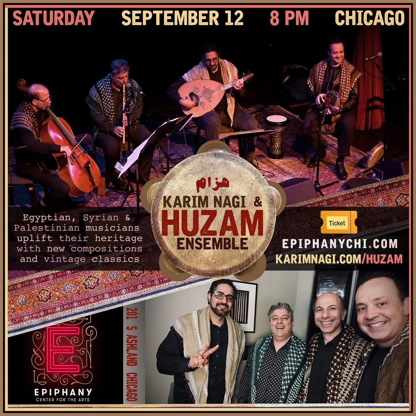 Sept 12th Huzam Ensemble performs at Epiphany Arts Center Chicago
