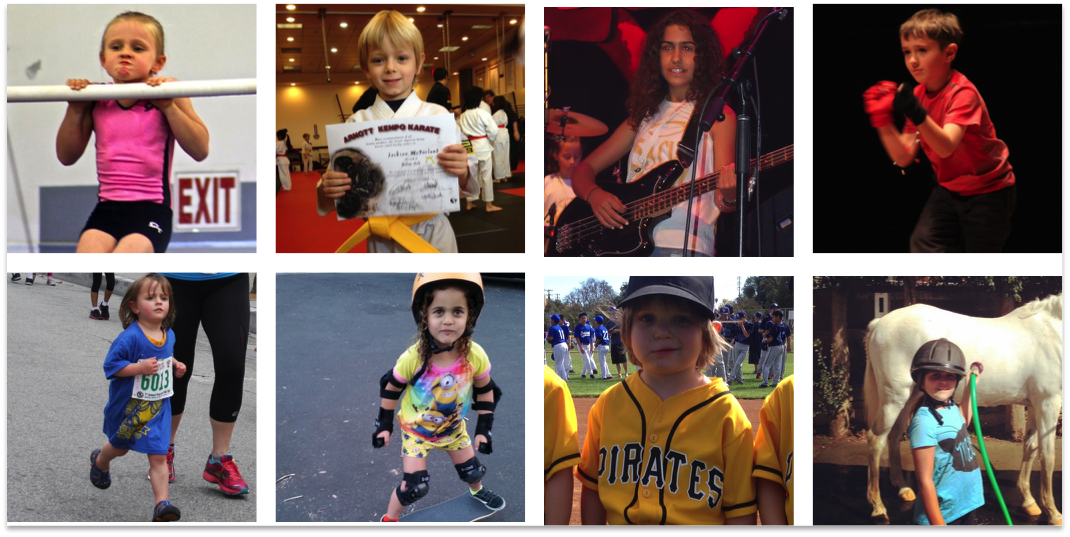 HopSkipDrive's Inspiration: Our 8 busy kids - gymnasts, ninjas, rockers, hip hoppers, runners, skateboarders, ball players and horse back riders