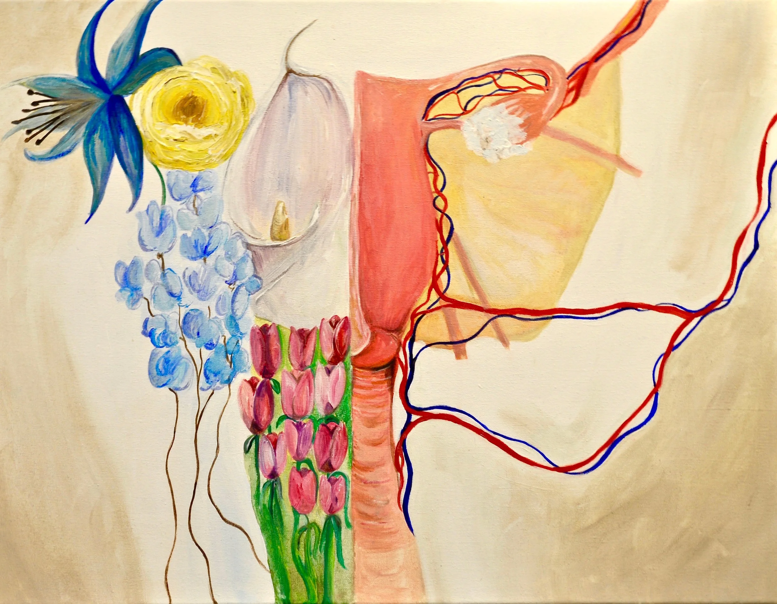 © Floral Anatomy . Kristen Kelly. Fall 2018 Intima: A Journal of Narrative Medicine. Acrylic on canvas