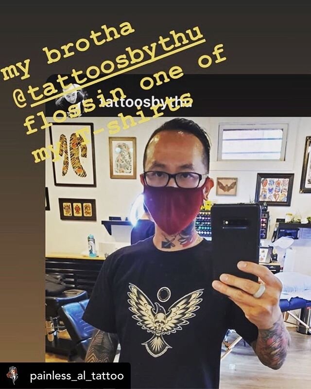 You know you want to! storefrontier.com/painlesstattooapparel 
Posted @withregram &bull; @painless_al_tattoo My #brothafromanothamotha @tattoosbythu sportin one of my #tshirts from @storefrontier  #painlesstattooapparel  Hit up the link in my bio if 