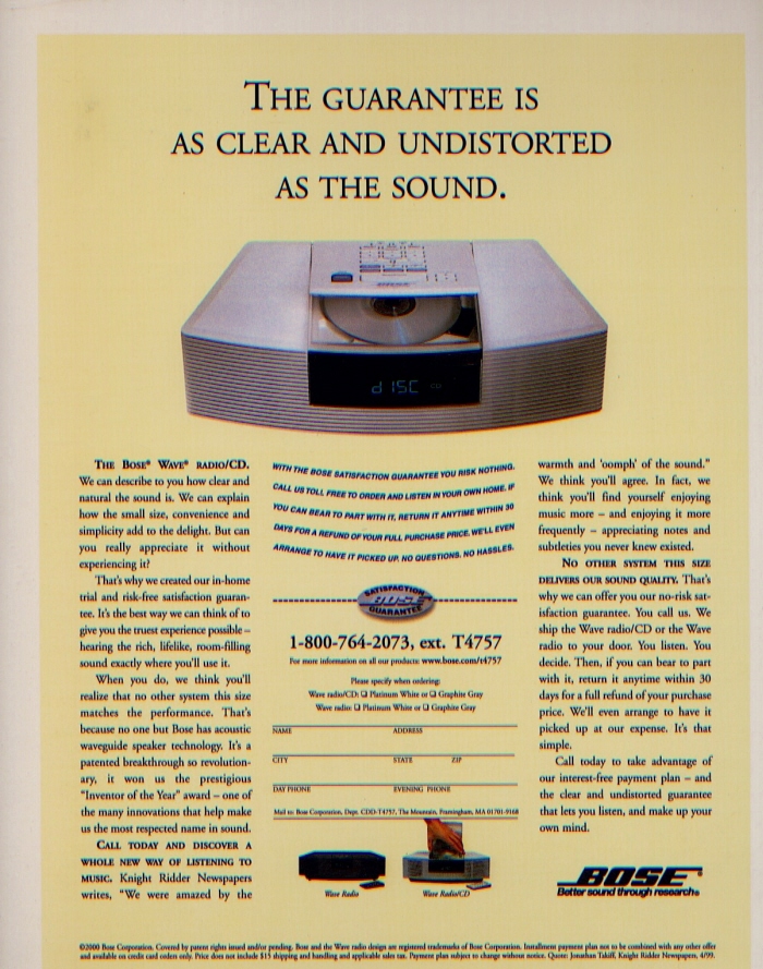 Wave Radio/CD Print Ad (Gold Echo Award Winner)