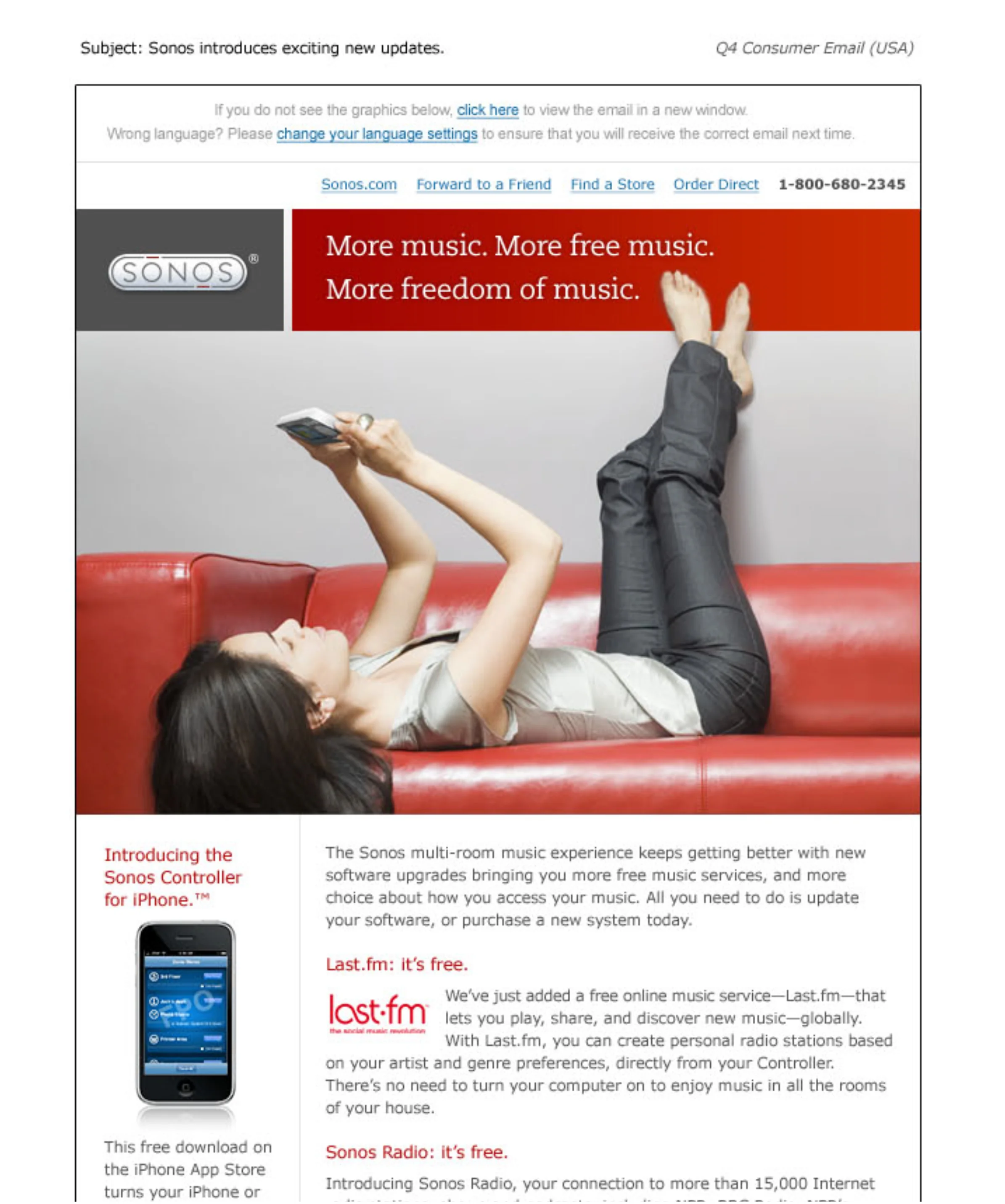 Sonos Customer Email