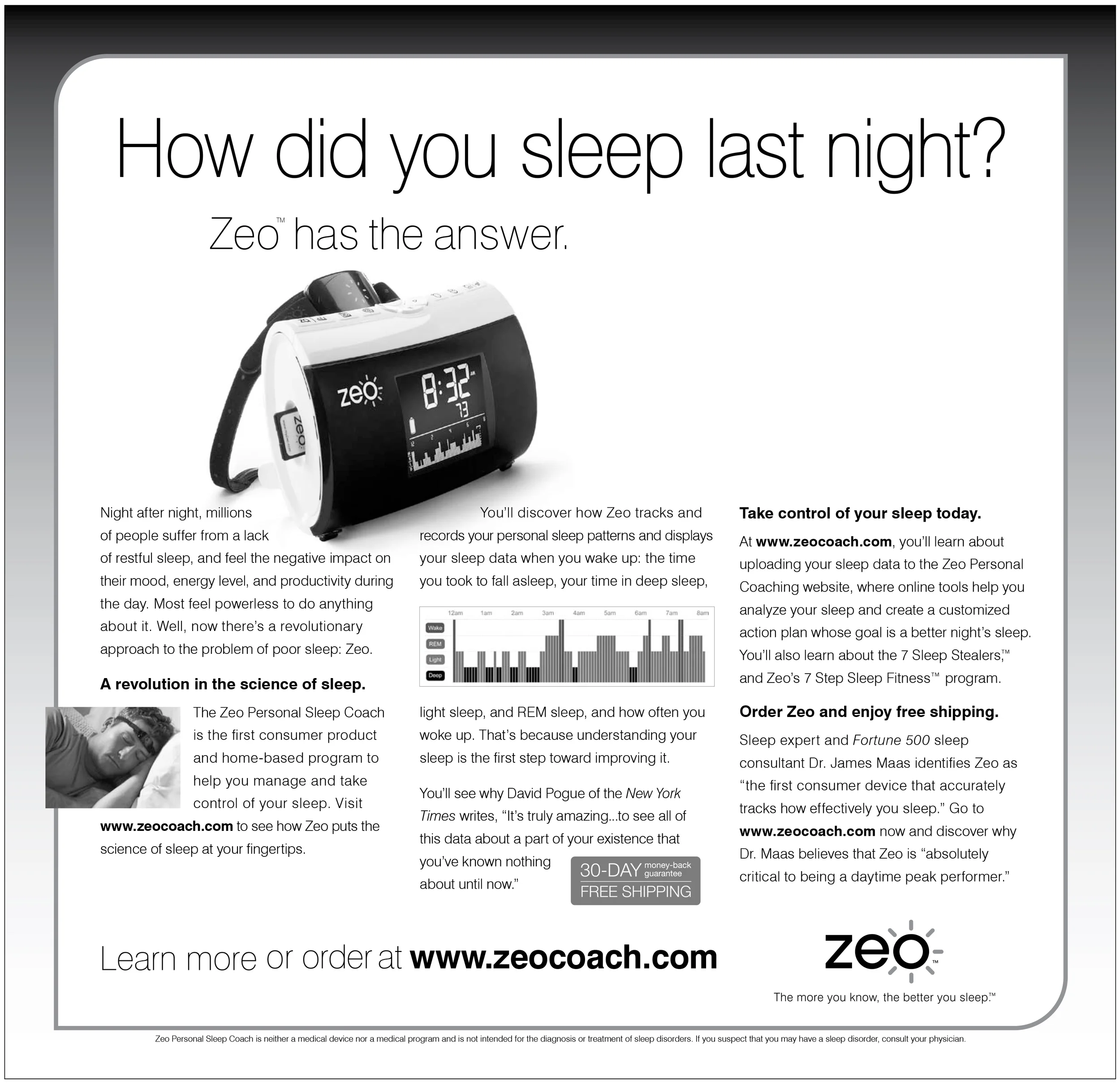 Zeo Personal Sleep Coach Print Ad