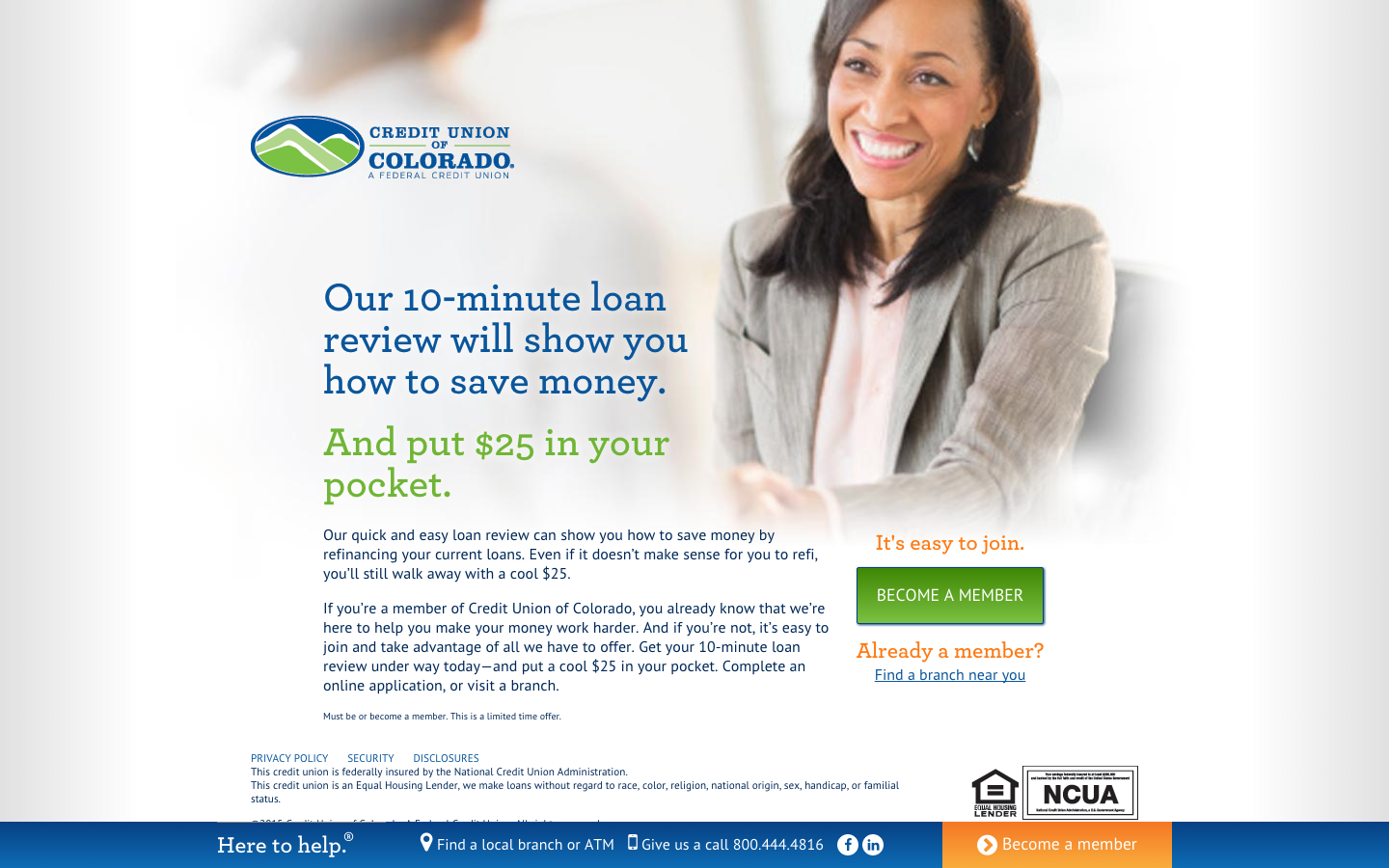 Credit Union of Colorado Landing Page