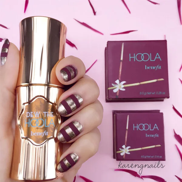 Benefit Cosmetics Hoolah Bronzer inspired nail art by Karen G Nails Karen Gutierrez