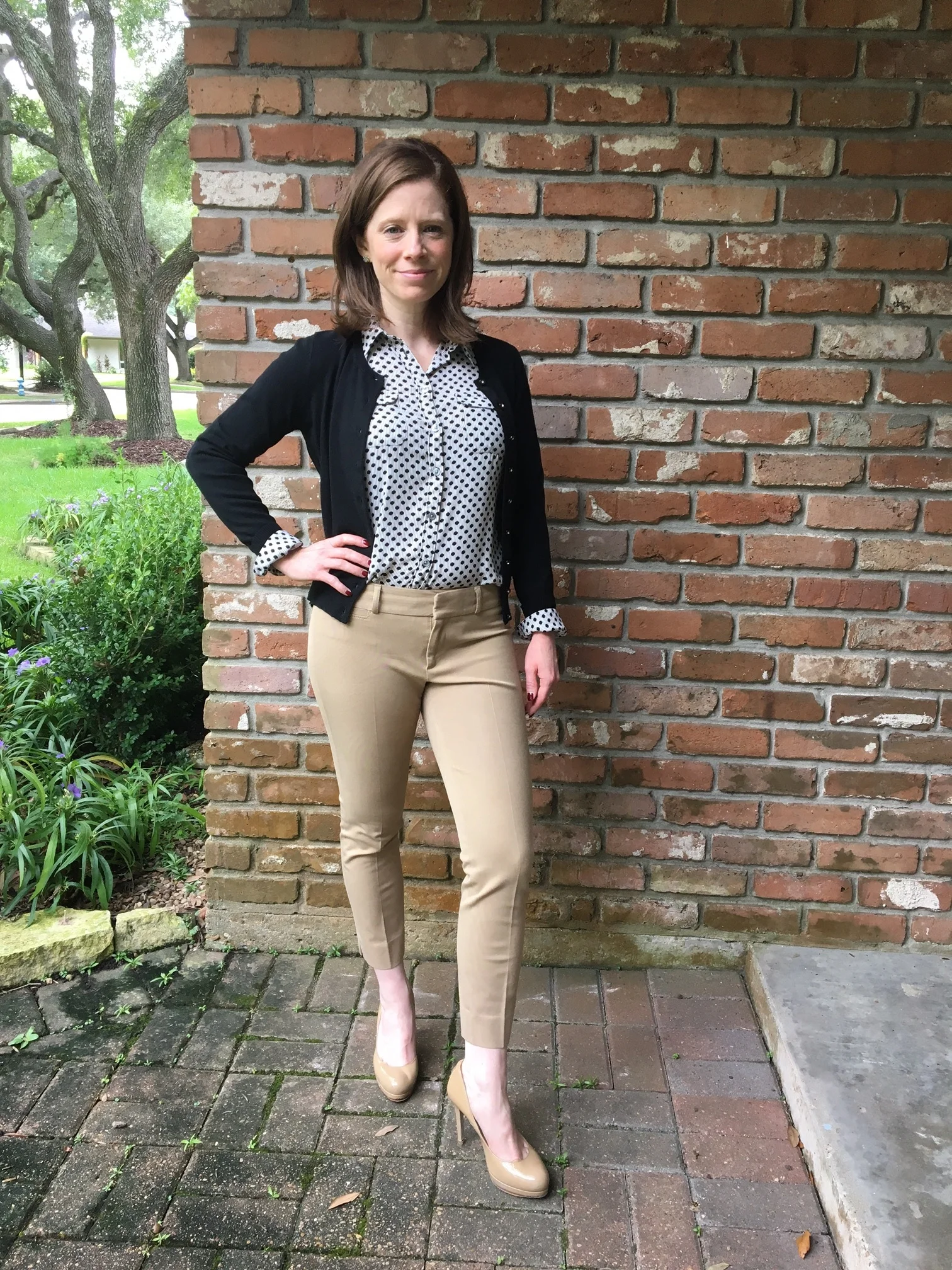 Same top, with pants, tucked in. I never tuck in shirts with pants. Clearly a mistake, as it doesn't look bad the way it did in my head.