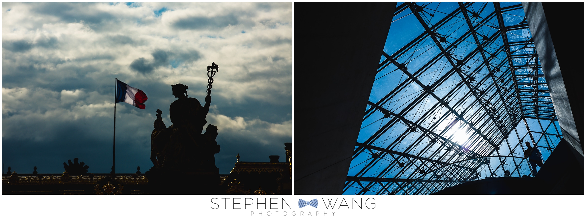 Outside Versailles on the left, and in the Louvre on the right.