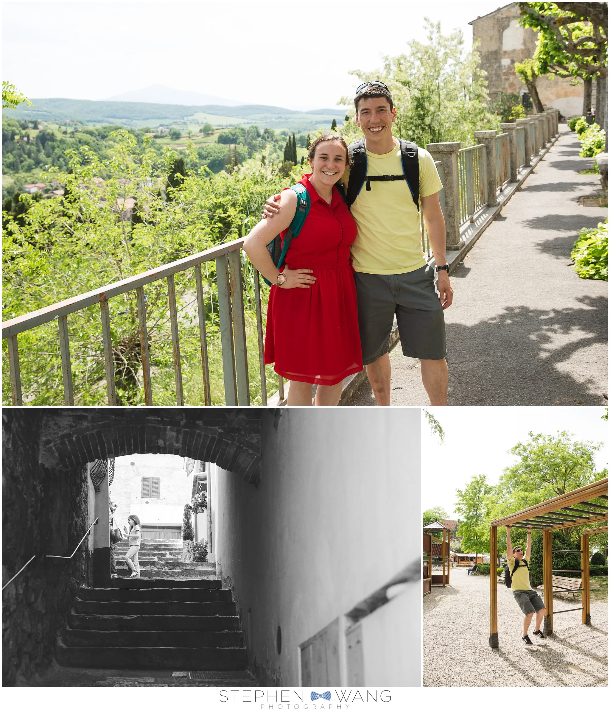 Montepulciano sights - a guy also doing a wine tasting (who ended up buying several cases!) kindly offered to take our photo. Also, pullups, because there's never a bad time for pullups.