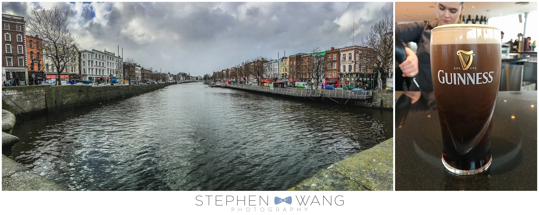 The Grand Canal, right near our hotel - and my first Dublin Guinness, straight from the Guinness Storehouse!
