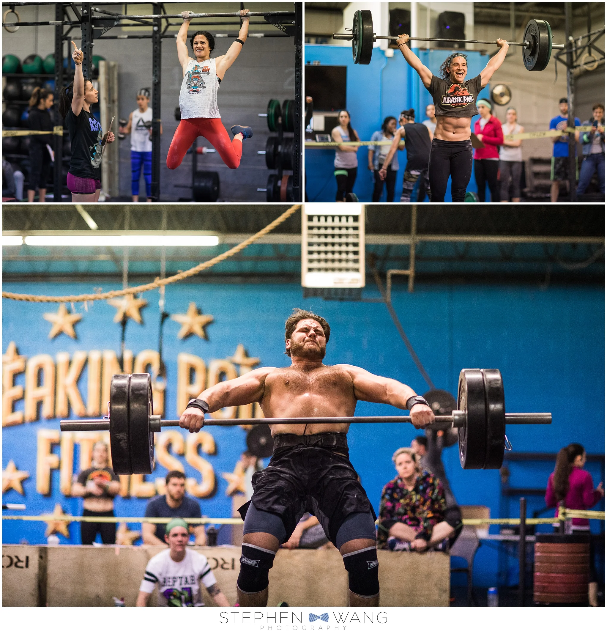Some of the coaches, showing off their strength