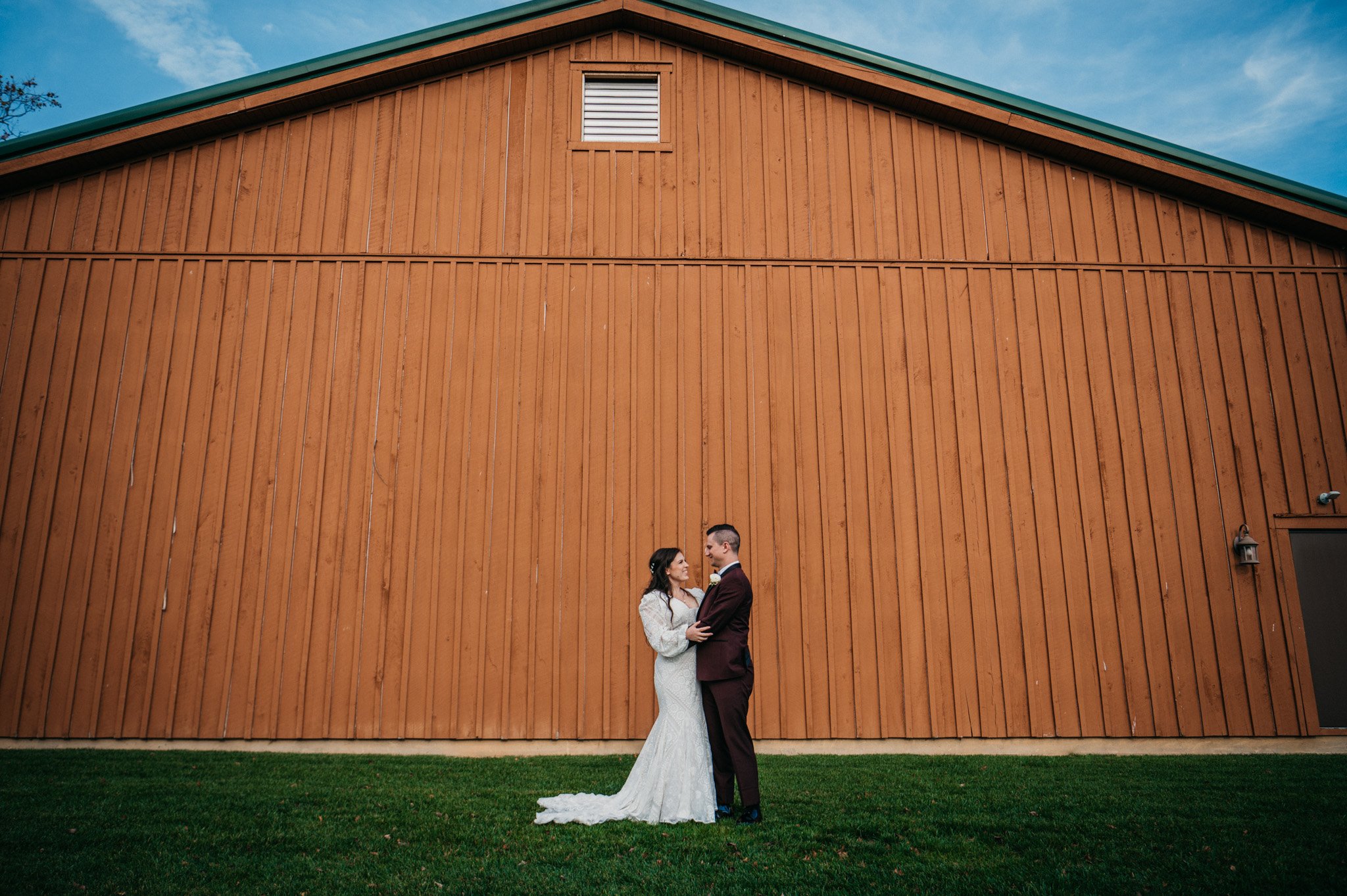 A wide shot of the barn at Turner Crossings Farm Parkton Maryland.