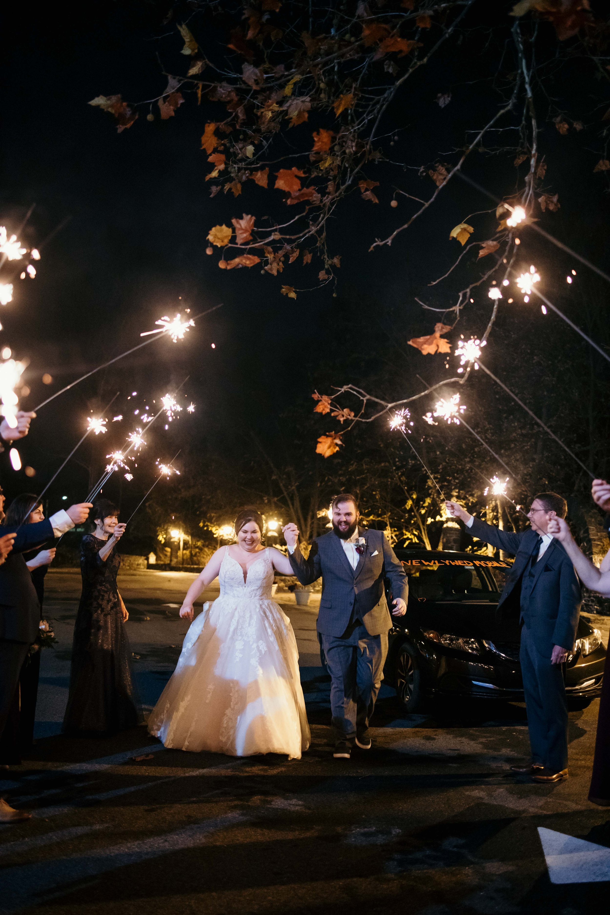 Sparkler send off at Kings Mill.