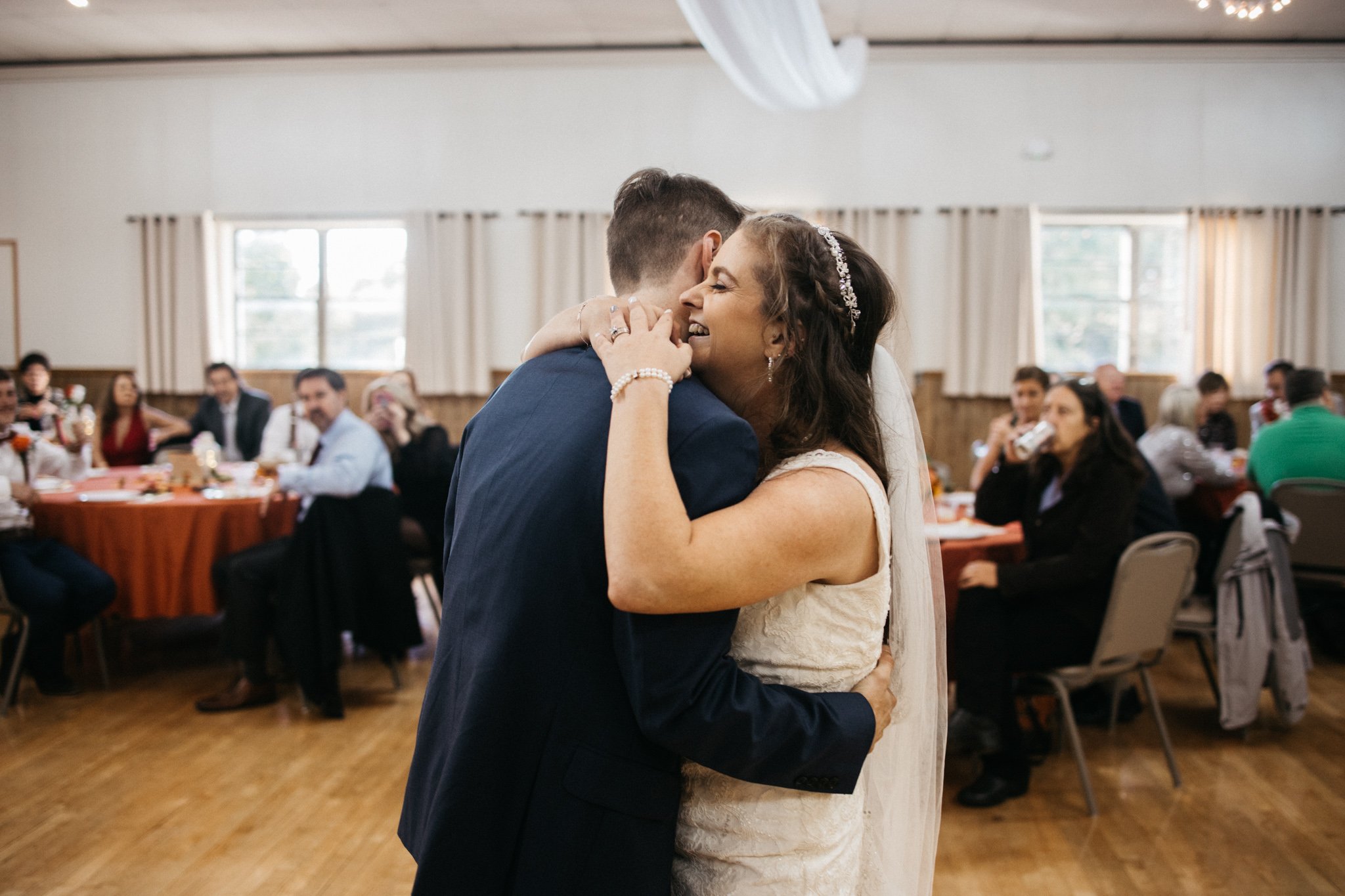 A bride and grooms first dance at Fireside at the Fiddlers.