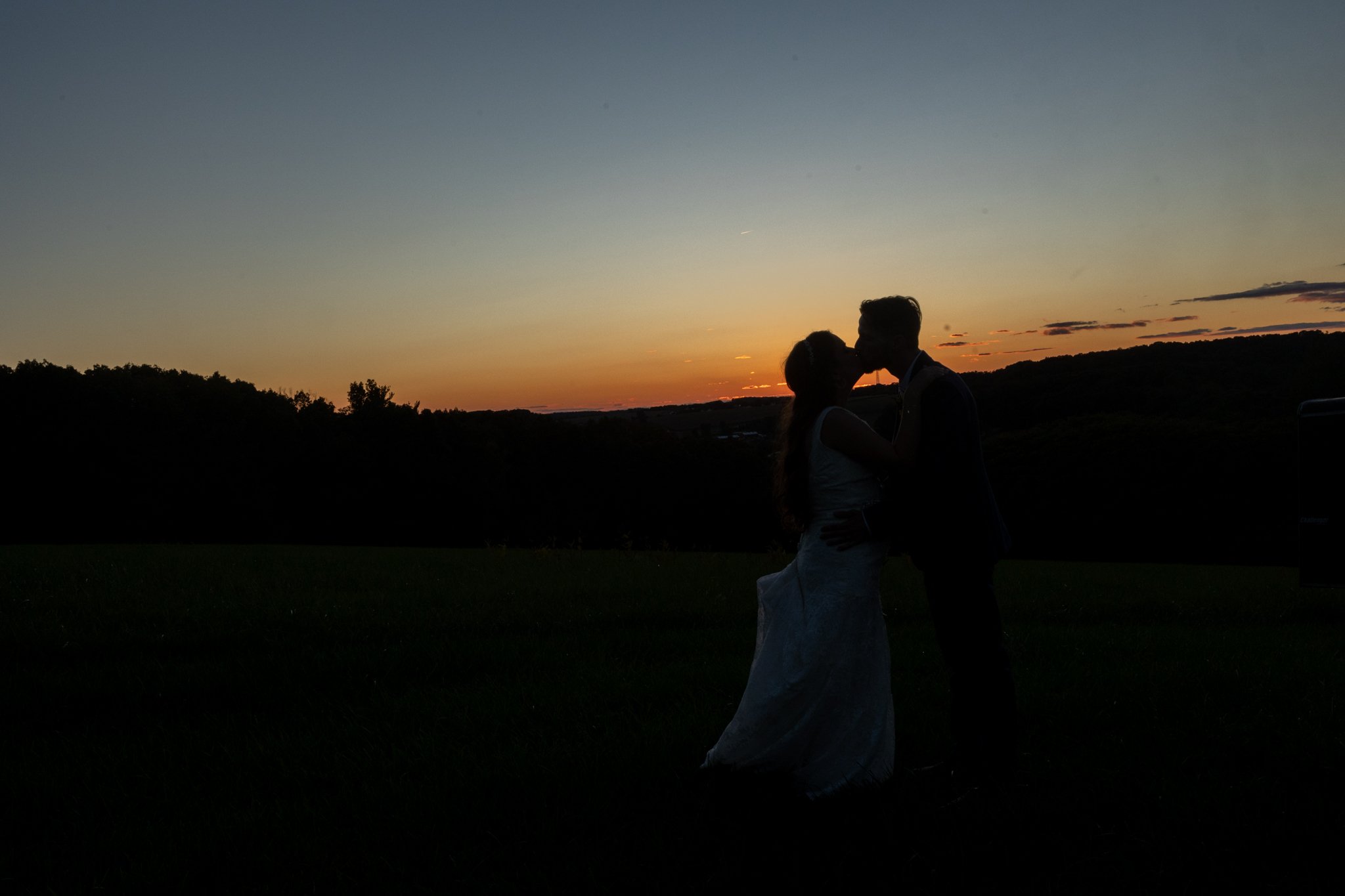 A sunset on a wedding day at Fireside at the Fiddlers.