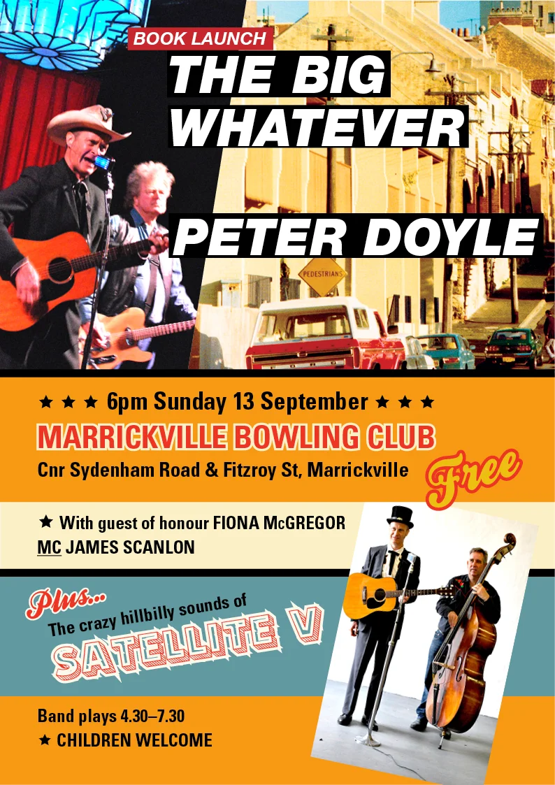Peter Doyle's book launch, Marrickville Bowling Club this Sunday Sep 13
