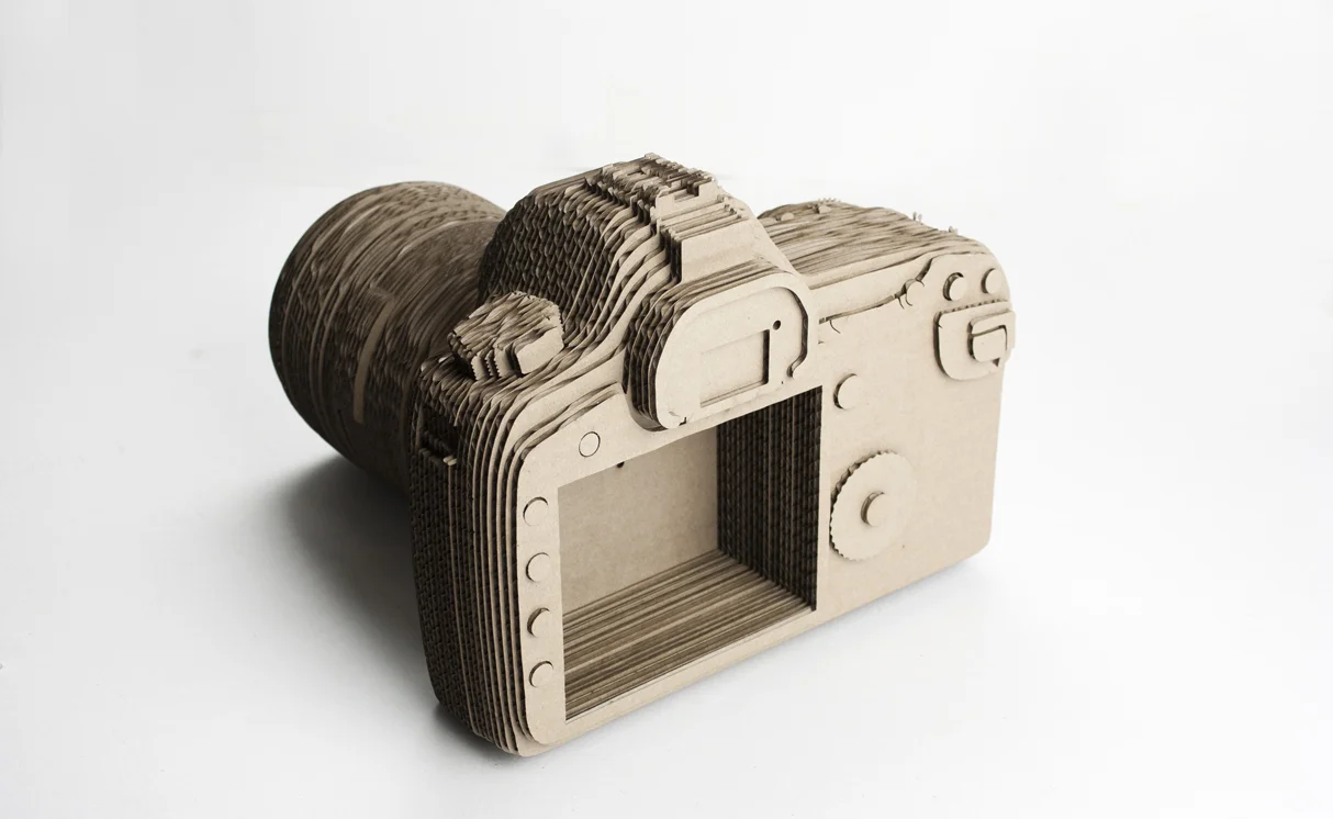 Laser cut 3D cardboard camera.