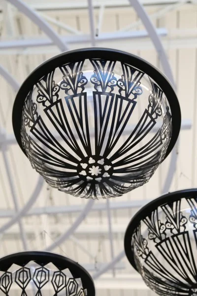 The Dayton Metropolitan Library ceiling sculpture by Virginia Kistler. Laser cut by WE LASERS.